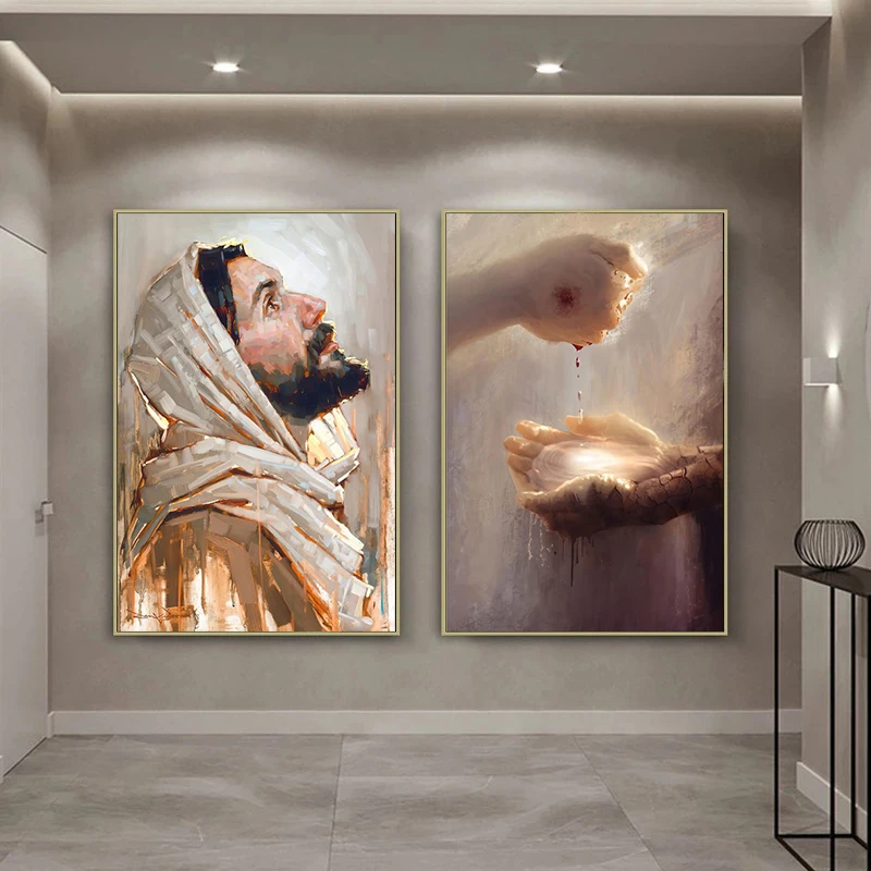 Christ Jesus Holy Light Leader Canvas Poster Prints, Nordic Canvas Wall Art Pictures For Living Room Home Decoration