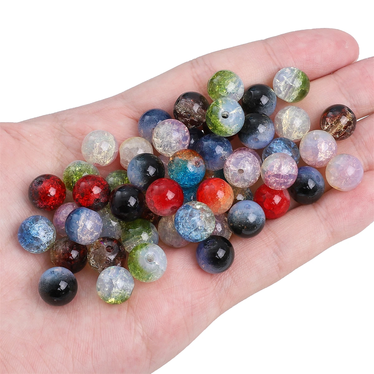 Glass Protein Floral Double-Piece Round Beads For DIY Jewelry Making Bracelet Accessories 10mm Aperture 1.5mm 20pcs