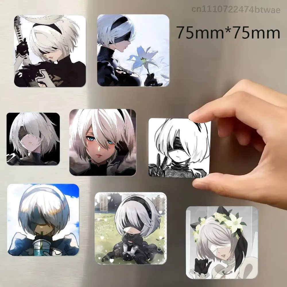 N-NieR Automata 2B Personalized Magnetic Durable Plastic Square Picture Surface Fridge Magnets