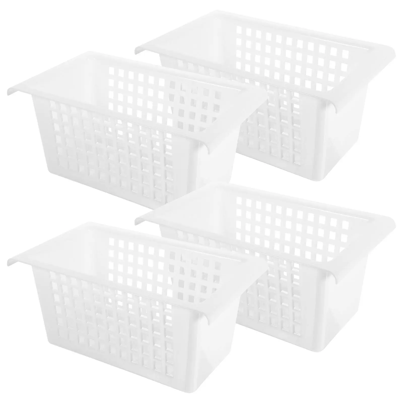 4Pcs Storage Basket Plastic Organizer Under Sink Hollow Basket Kitchen Bathroom Wardrobe Desktop Storage Box for Small Items