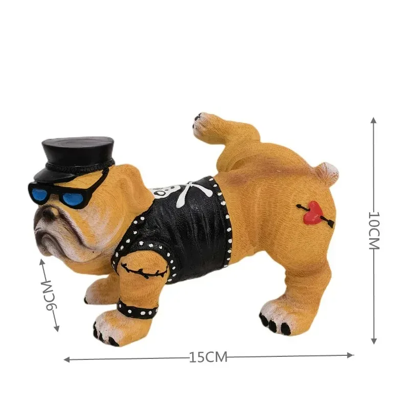 New Peeing Dog Tough Guy Bulldog Statue With Sunglasses Nordic Creative Funny Animals Gnome Garden Decoration Sculpture