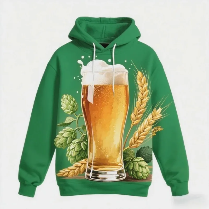 

Осенняя мода 2024, разноцветные мужские и женские толстовки с 3D пивным узором, спортивная одежда с длинными рукавами, праздничное платье для пивного фестиваля