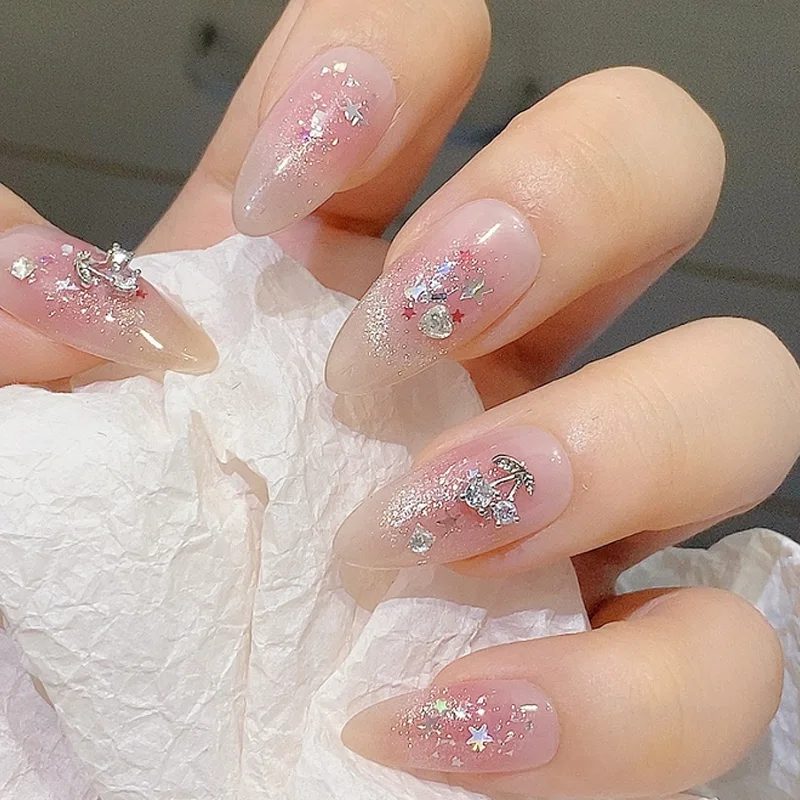 TSZS Japonês Y2K Moon Star Nail Charms Luxo 3D Metal Star com Strass DIY Decoração de Unhas