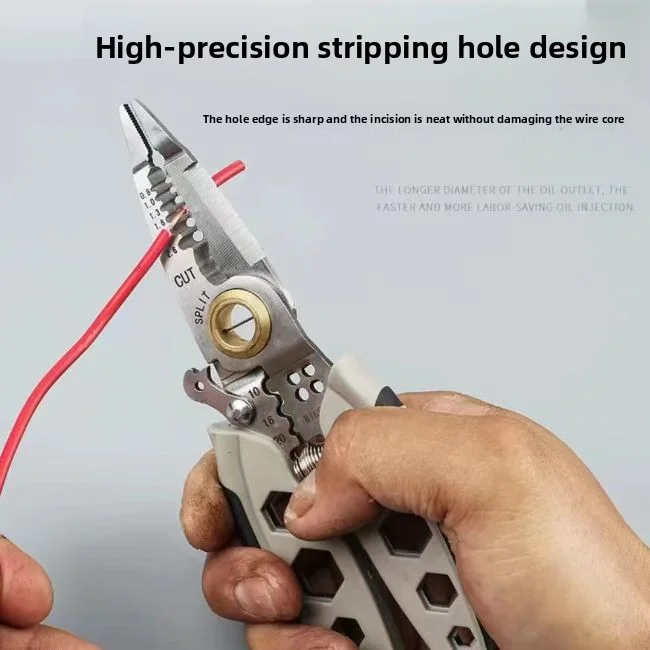 Spellafili multifunzionale (centro bianco da 7 pollici) Strumento speciale spelafili per elettricisti, spelafili in acciaio inossidabile, Wi