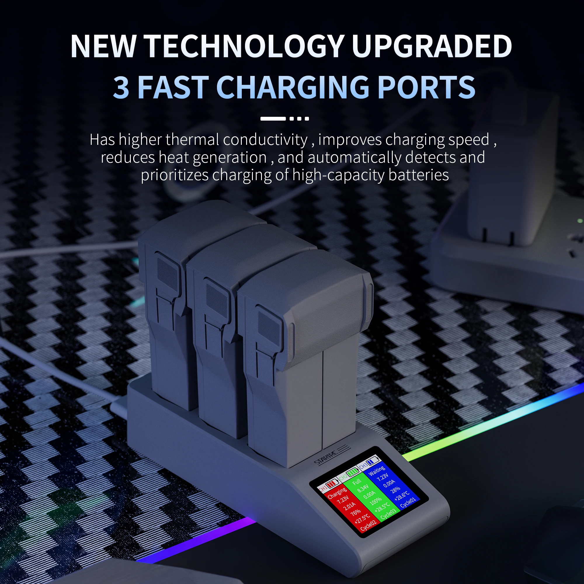 Charger Hub for DJI Mini 4 PRO Drone Battery LED Screen Digital Display Butler 3Way Fast Charging Mini 3 Pro Intelligent Charger