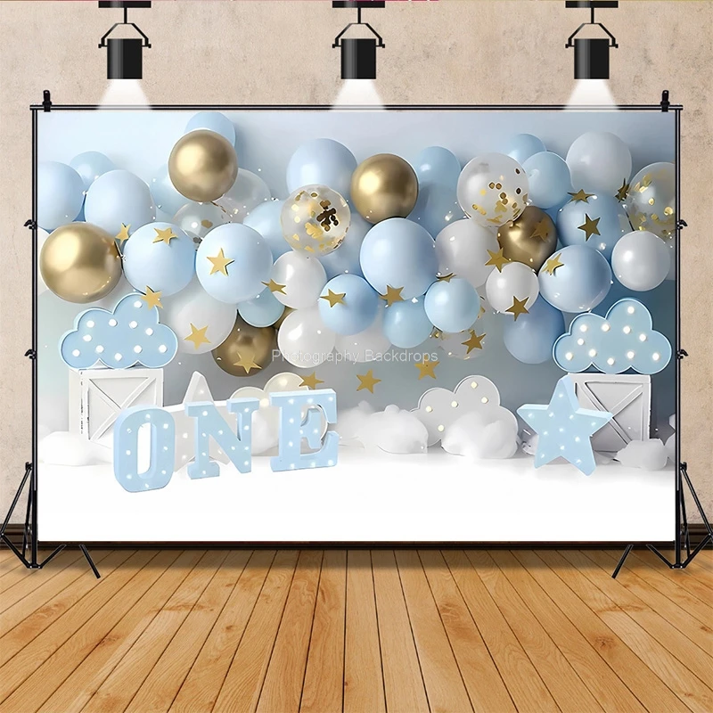 

Happy Birthday Newborn Theme Photography Backdrops Prop Air Balloon Party Decorations Baby Shower Photo Studio Background BB-01