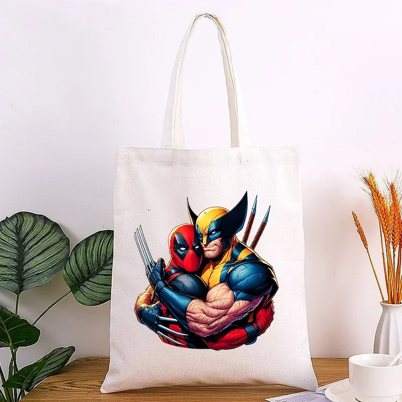 Deadpool & Wolverine Torba płócienna Marvels Torebka Postacie filmowe Modne torby z grubej bawełny Duża pojemność Łatwy przenośny prezent urodzinowy