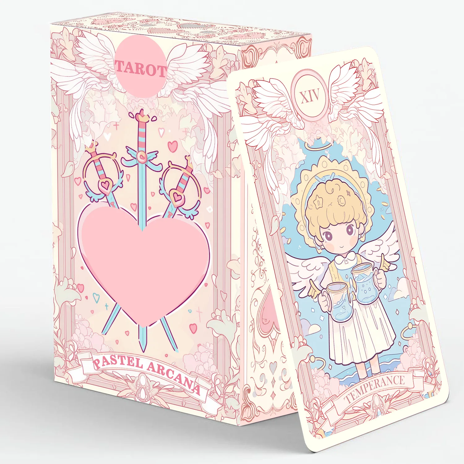

Pastel Arcana Tarot Deck 78 Cards Full Set With Guidebook, 400GSM Thick Paper Cute Kawaii Pastel Tarot Cards, Mystical Oracle