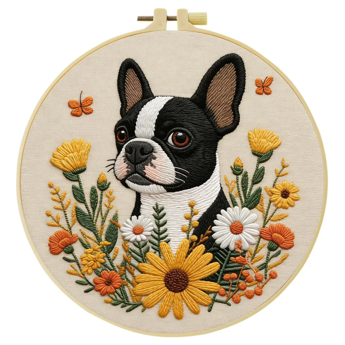 1 Stück 20X20CM/15X15CM 7,87/6,3 Zoll Hund-Stickerei-Starter-Kit DIY-Kit DIY-Stickerei-Set für Anfänger Heimdekoration – Detail 3
