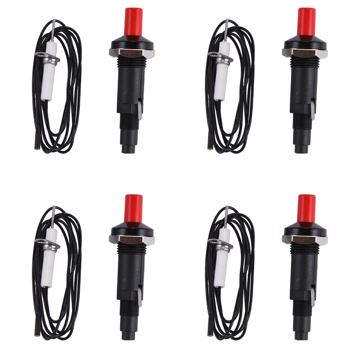 

4X Piezo Ignition Set with Cable 1000mm Long Push Button Kitchen for Gas Stoves Ovens