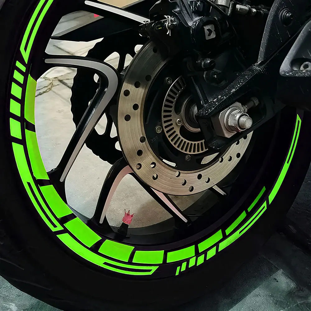 1 Set Motorcycle 18-21 Inch Tire Night Safety Decoration Decal Wheel Reflective Sticker Tyre Waterproof Trim Strips for Car Bike