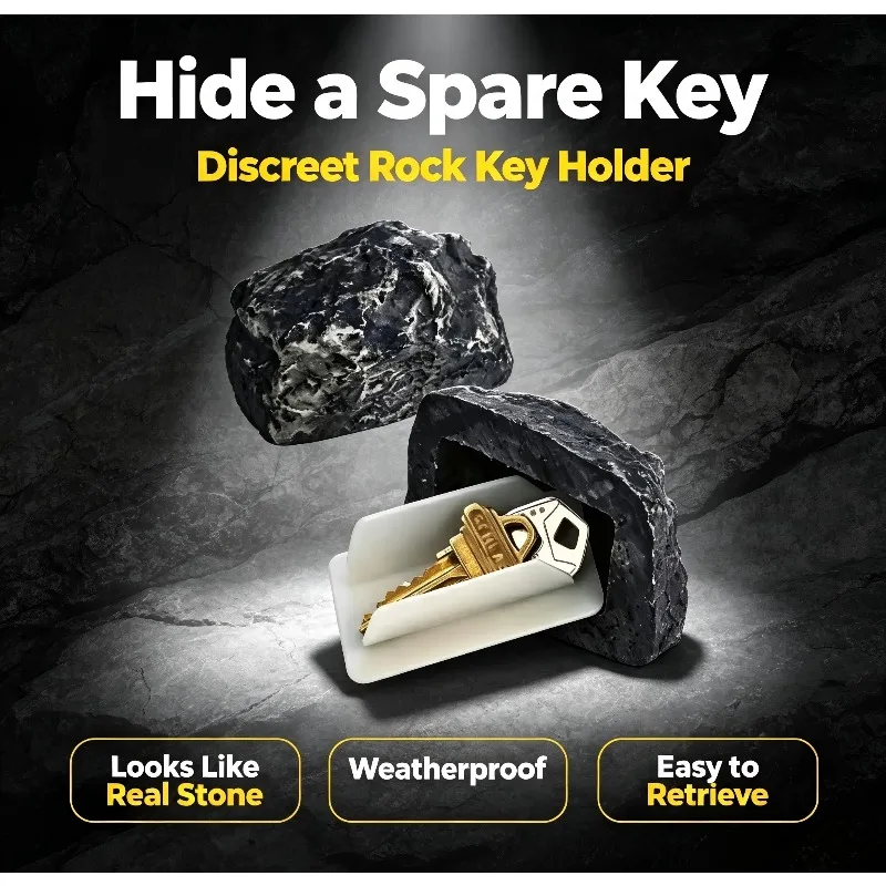2026 New Simulation Stone Hidden Key Box Safe - Outdoor Garden Security Storage Fake Rock for Spare Key Hiding and Protection