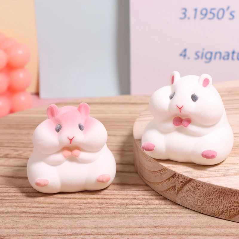 1PC Cute Kawaii Fatty Milky Soft Hamster Flocking Plush Dolls Squeeze Stress Relief  Toys Capsule Prop