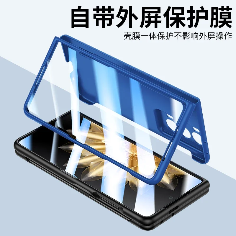 Asdipsa Matte Case for Huawei Honor Magic V2 VS2 Shockproof Hard Plastic Cover with Pen Holder Stylus + Glass Screen Protector