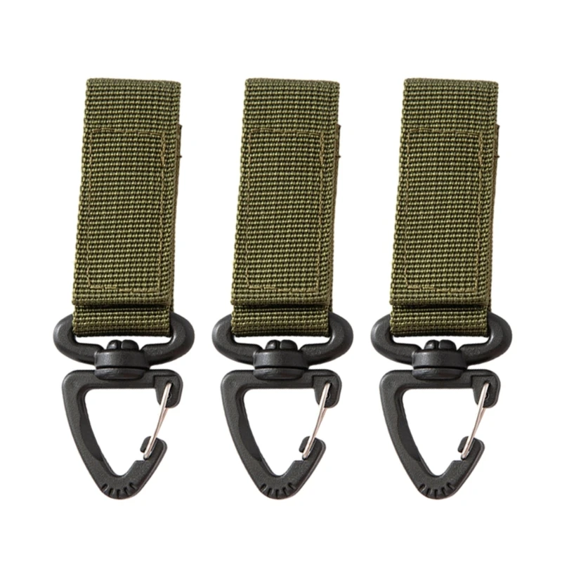 Tactical Nylon Webbing Buckle, Backpack Hanging Buckle, Keychain Belt Clip, Carabiner, 360 Degree Rotating Strap Clip, 3Pcs