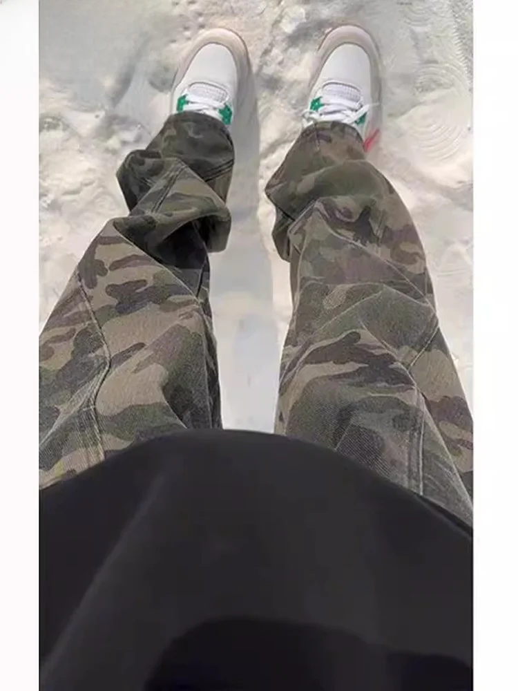 

Wassup Happy American Ретро камуфляжные джинсы мужские осенне-зимние модные уличные прямые брюки рабочая одежда повседневные брюки