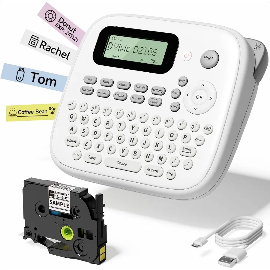 

Label Maker hine withTape D210S Label Maker with Keyboard Labeler Includes USBC Cable Stay Powered Portable Label hine Waterpro