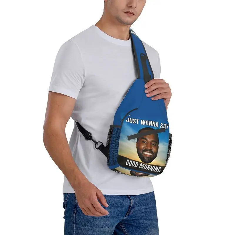 Mochila cruzada divertida Kanye West Meme para hombre, bolso de pecho de hombro POP rapero personalizado para ciclismo, Camping, Daypack