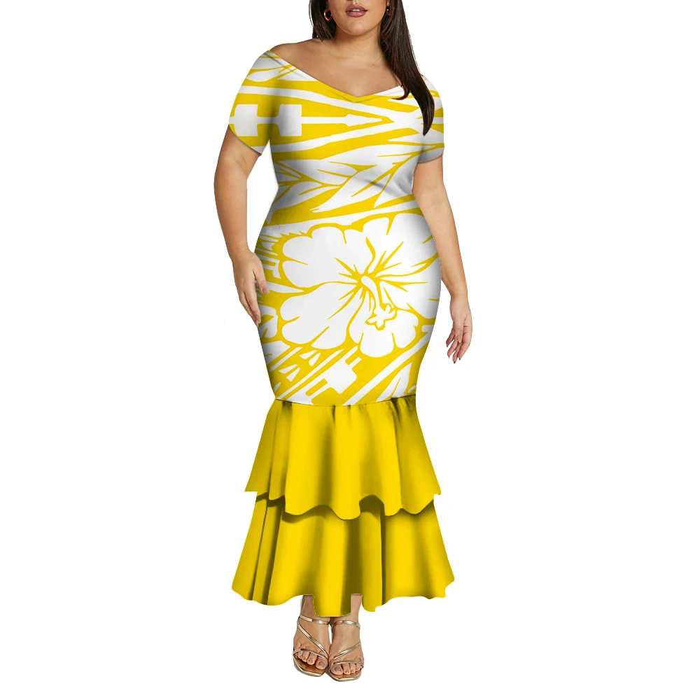 Summer Round-Neck Puletasi Dress Custom Dress Pattern Samoan Fiji Islands Artistic Print Polynesian Tribal Women'S Dress