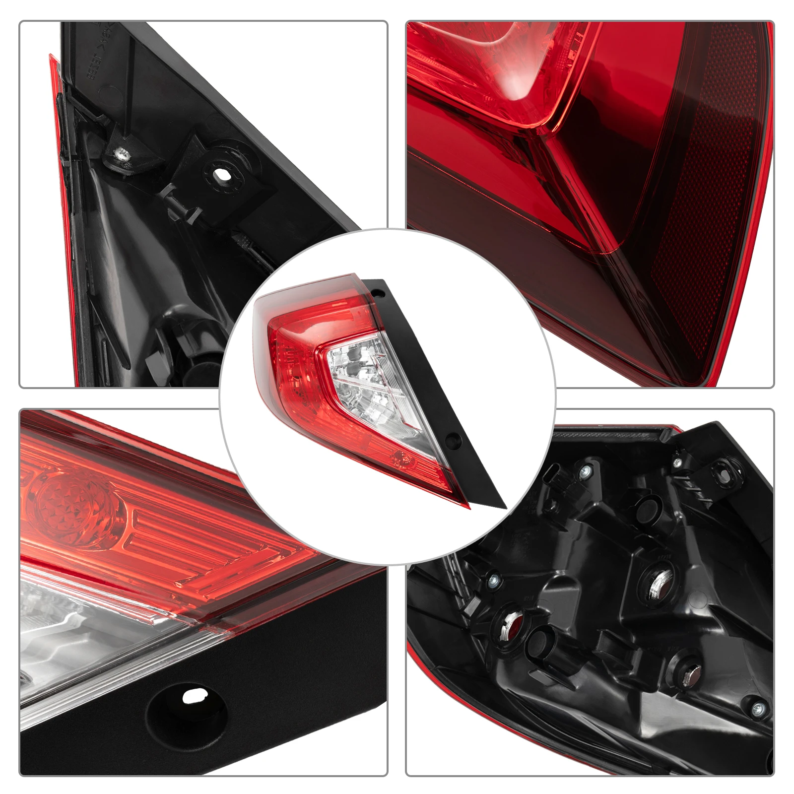 Clear, Red Left Driver Side Taillight For 2016-2021 Honda Civic With An Excellent UV Protection And High-impact resistance