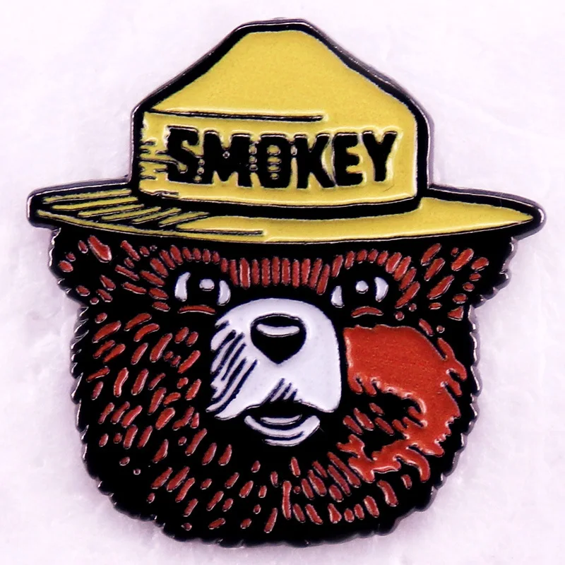 A3110 Cartoon Fire protection and forest protection Bear Briefcase Badges Lapel Pin Backpack Brooch Clothes Enamel Pin Jewelry