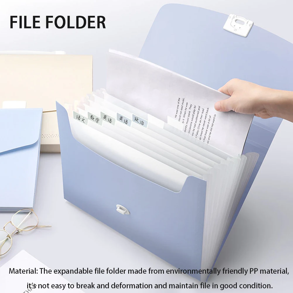 منظم مستندات محمول مقاوم للماء مع مقبض ، مجلد ملف موسع ، منزل ، جيوب متعددة ، ضد الضياع ، أدوات مكتبية ، سطح مكتب ، حجم A4