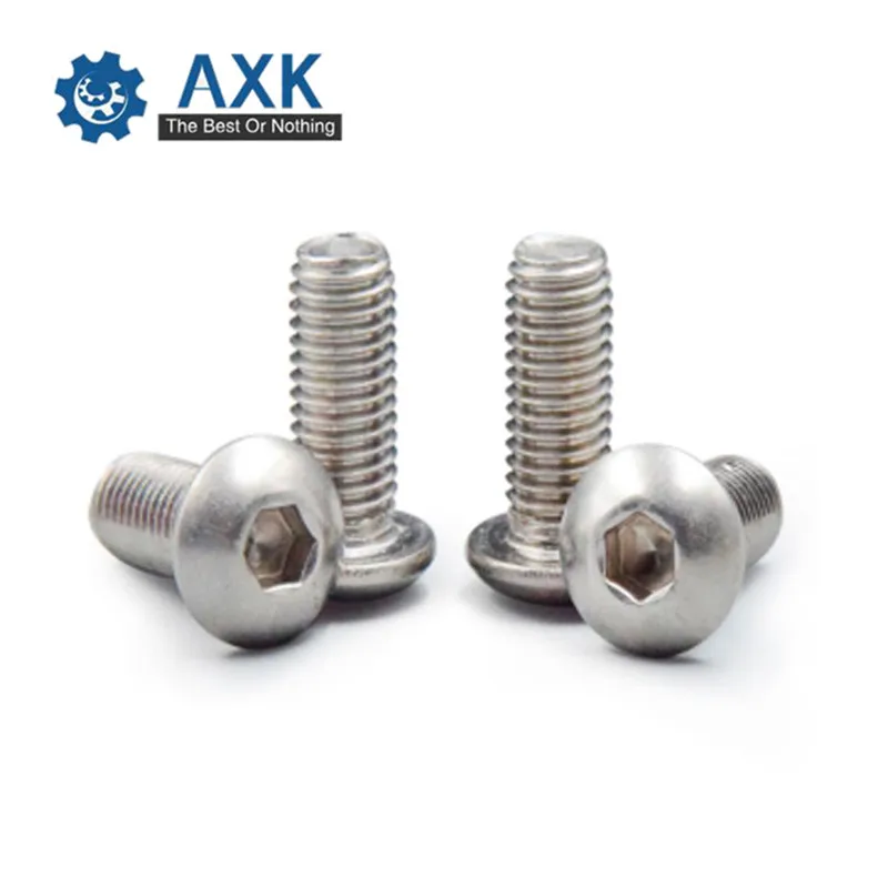 Axk 50Pcs M2 M2.5 M3 M4 M5 304 Rvs A2 Ronde Kop Schroeven Paddestoel Zeshoekschroeven schroef