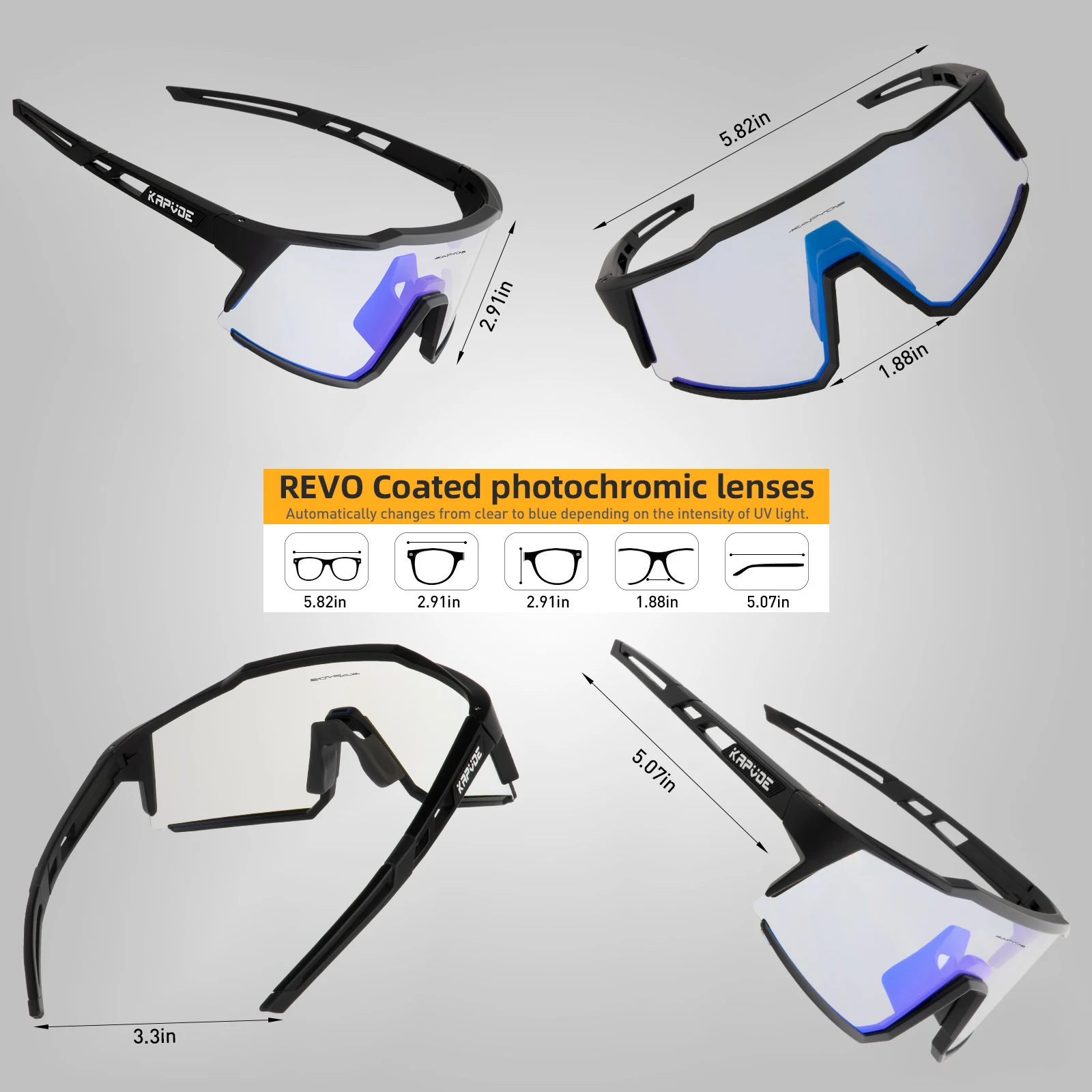 Kapvoe Cycling Sunglasses Polarized UV400 Protection Outdoor Riding Bike Eyewear MTB Sports Cycling Glasses Bicycle Goggles