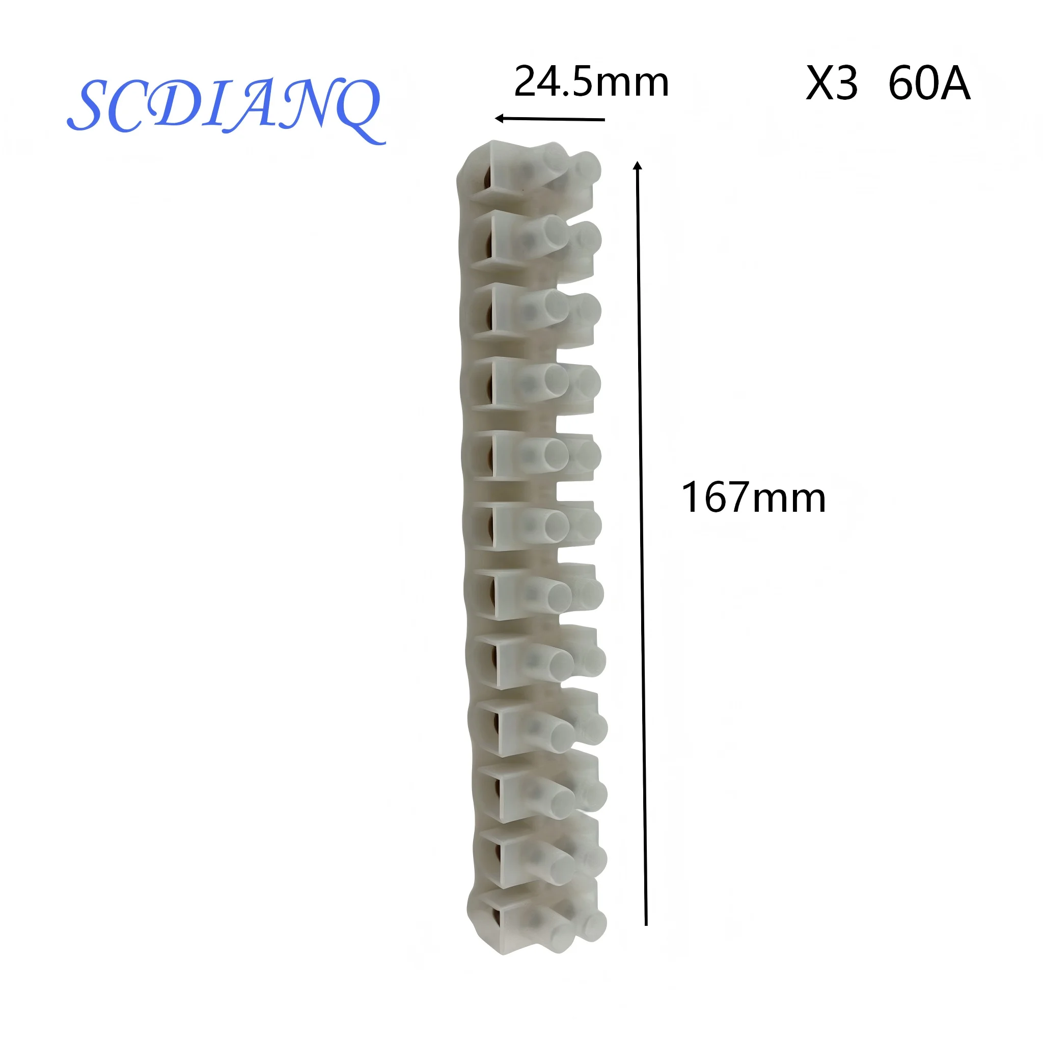 Plastic Terminal Block 12 Position 60A Wire Connector Screw Electric Barrier Strip