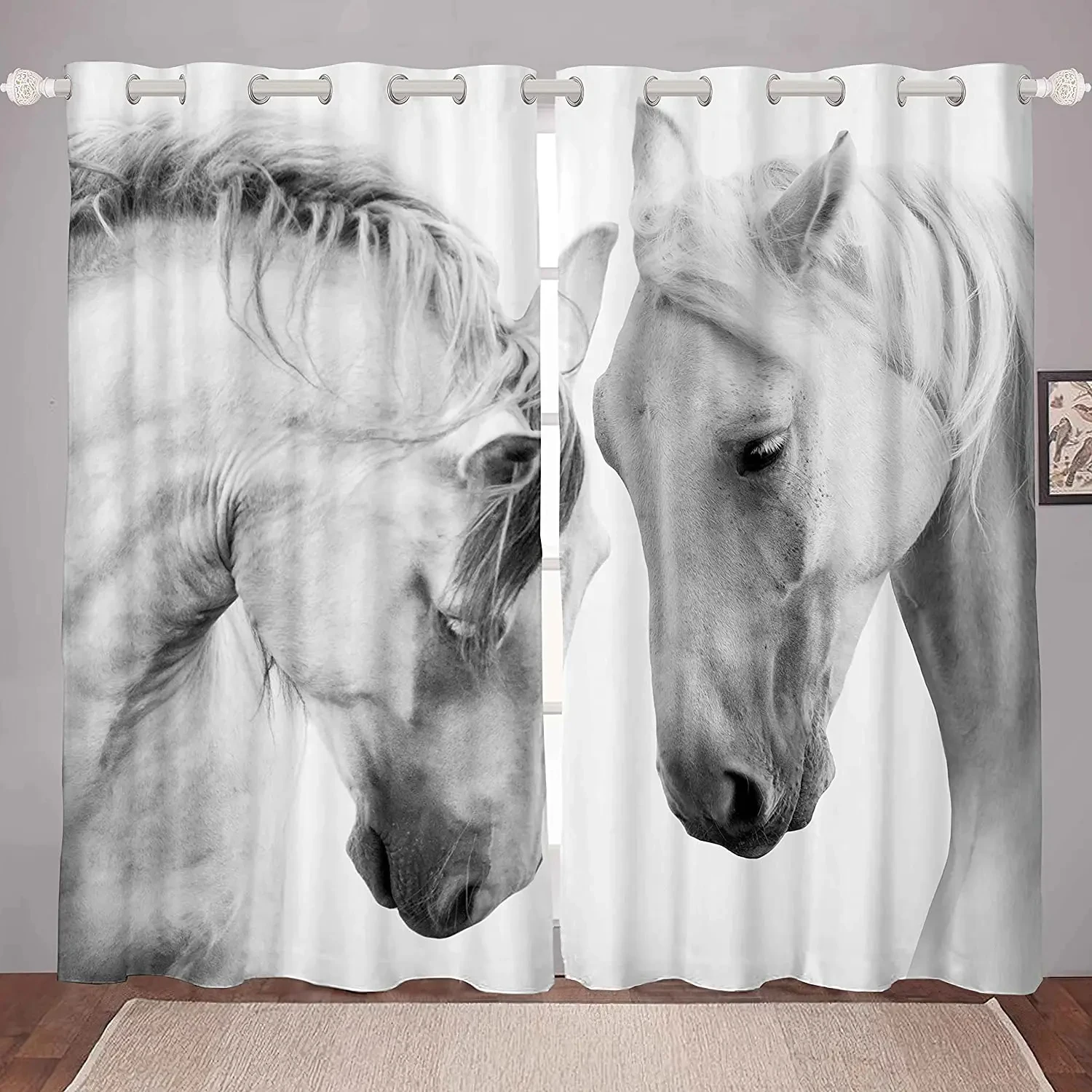 Horse Blackout Curtains for The Bedroom Animal Drapes in Living Room Curtin for Window Home Decor High Shading Curtain 2 Panel