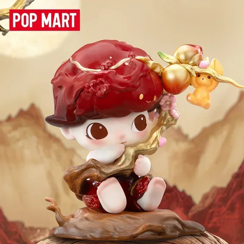

POP MART DIMOO Golden Peach Branch: Аниме-фигурка, украшение для дома, настольная модель, кукла для девочек, подарок