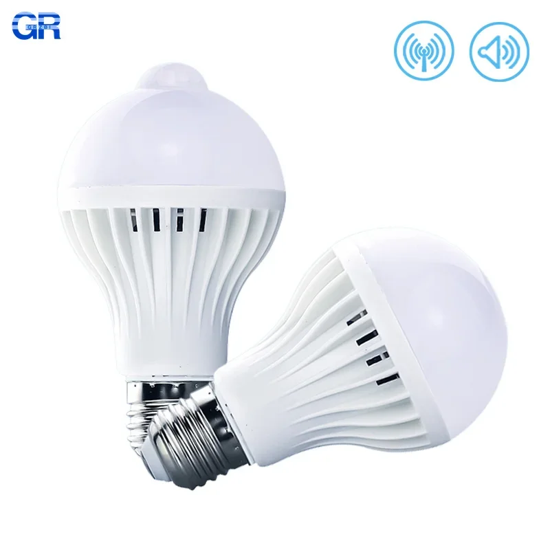 Led PIR Motion Sensor Lamp 220V 3W 5W 7W 9W 12W LED Bulb With Sound Sensor E27 Infrared Radiation Motion Detector Security Light