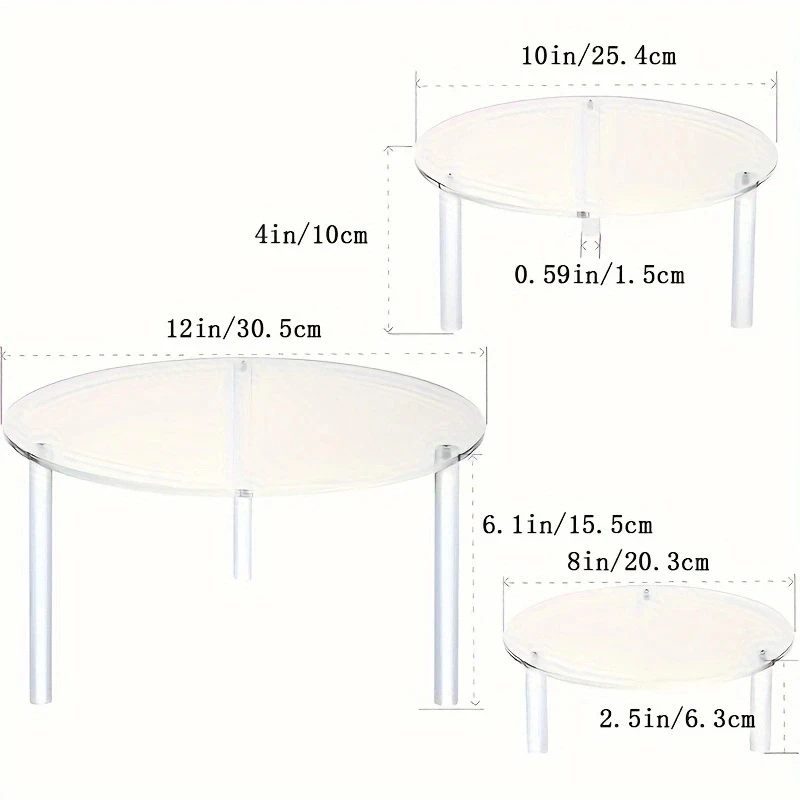 Présentoir à gâteaux en acrylique transparent, pièce maîtresse, décoration de fête, décorations de table à dessert, décor rigourde fête de mariage, 3 pièces