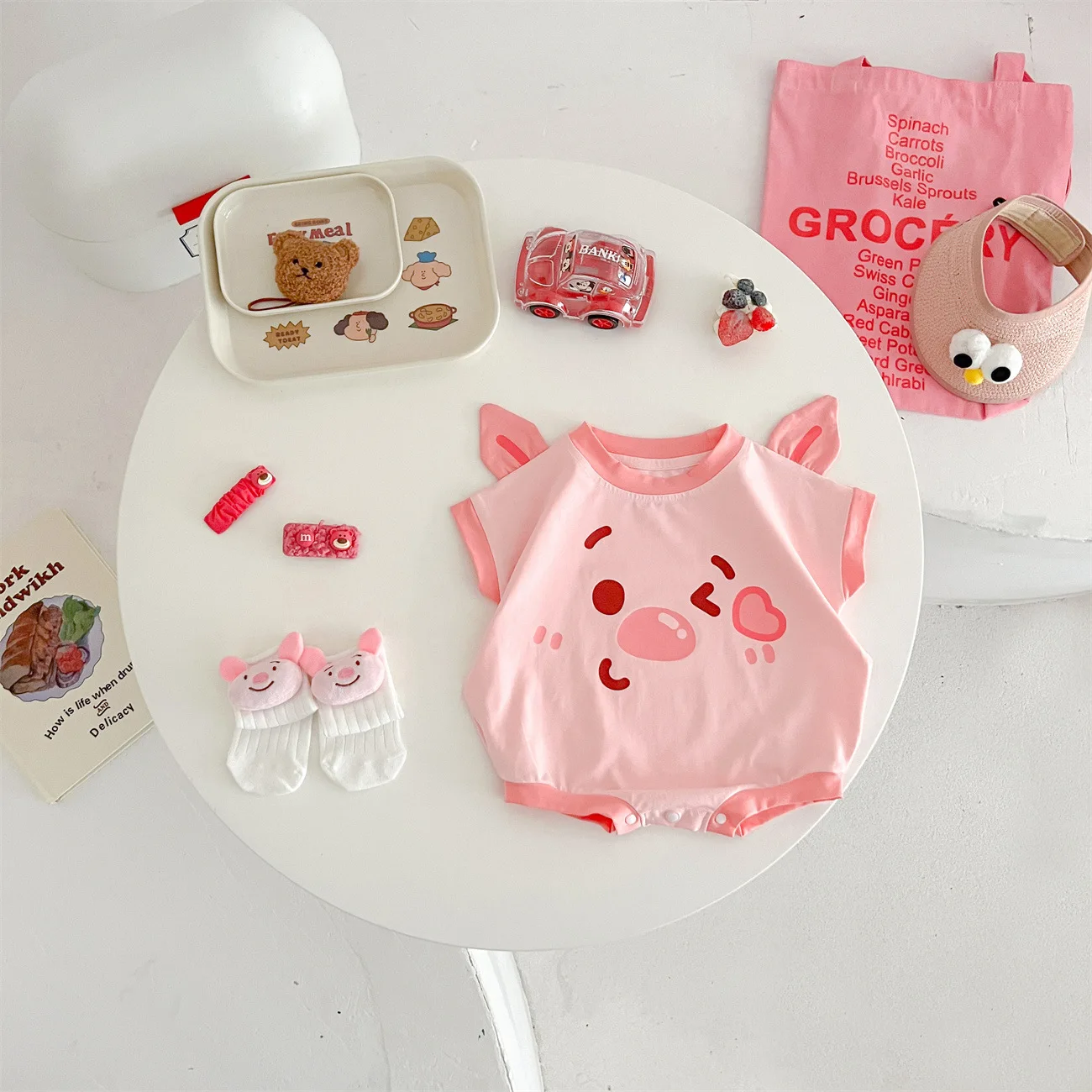 Pink Piggy Cute Cartoon Triangle Bag Fart Coat Female Treasure Pink Summer Ha Clothes Climbing Modeling Photo Clothes