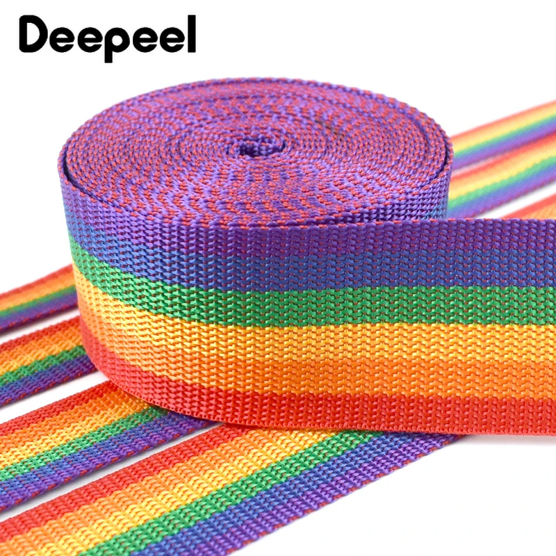 2/5 metri Deepeel 20-50mm arcobaleno Nylon fettuccia nastro bagagli zaino Pet Strap nastro abbigliamento fai da te forniture per cucire accessori