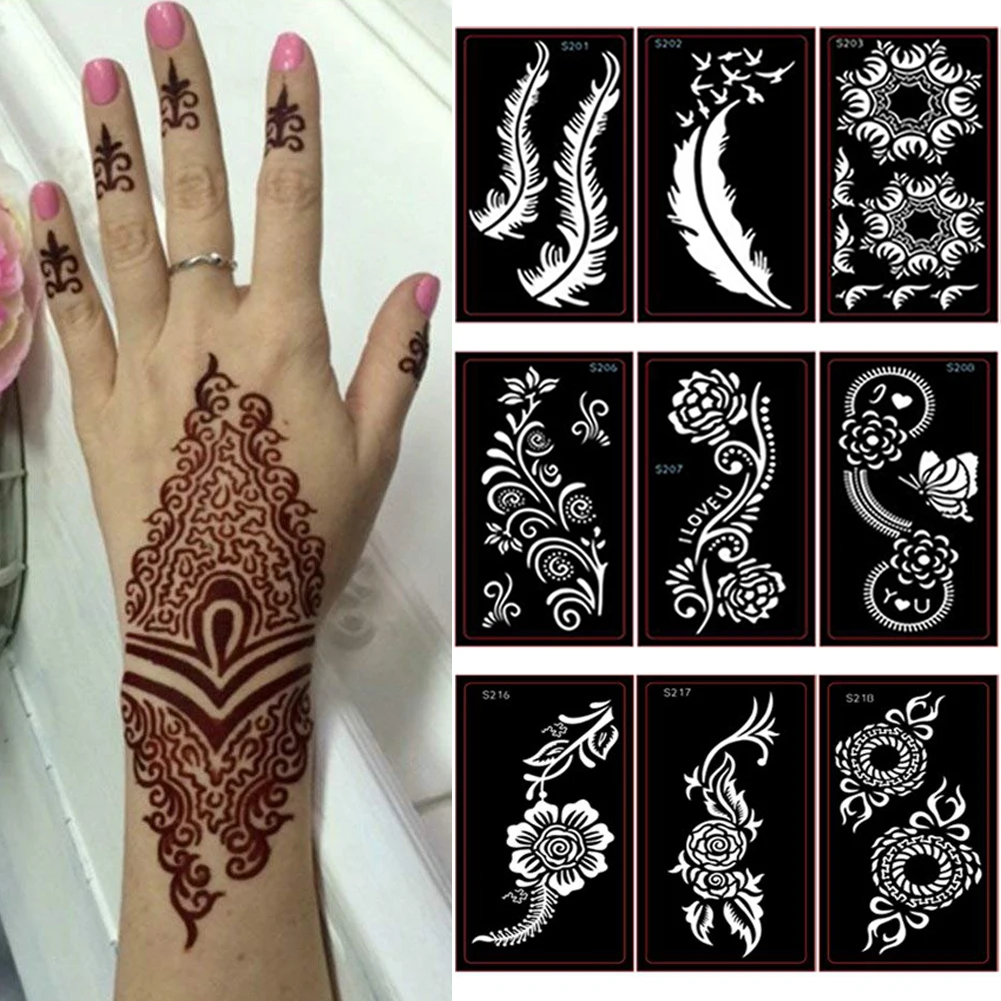 

Reusable Temporary Airbrush Henna Tattoo Templates Stencil For Hand Finger Painting, Mehndi Indian Henna Tattoo Stencils