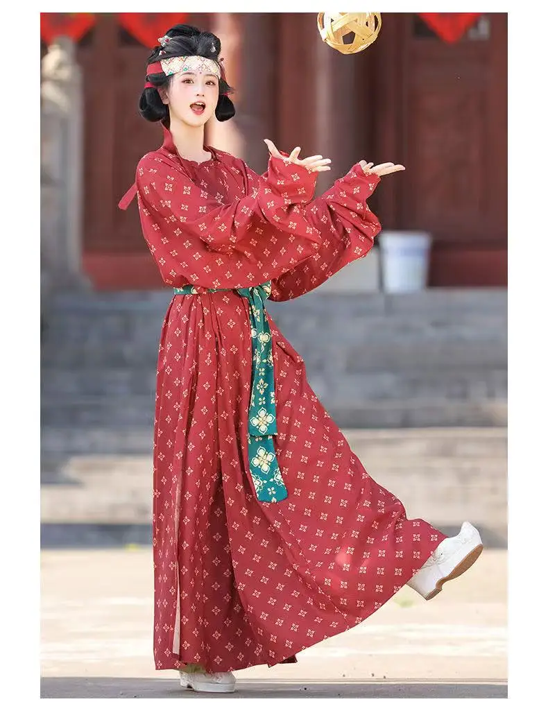 

Women's Traditional Chinese Hanfu Tang Dynasty Floral Printing Stage Suit Spring Summer Round Neck Robe Cosplay Outfit StreetCOS