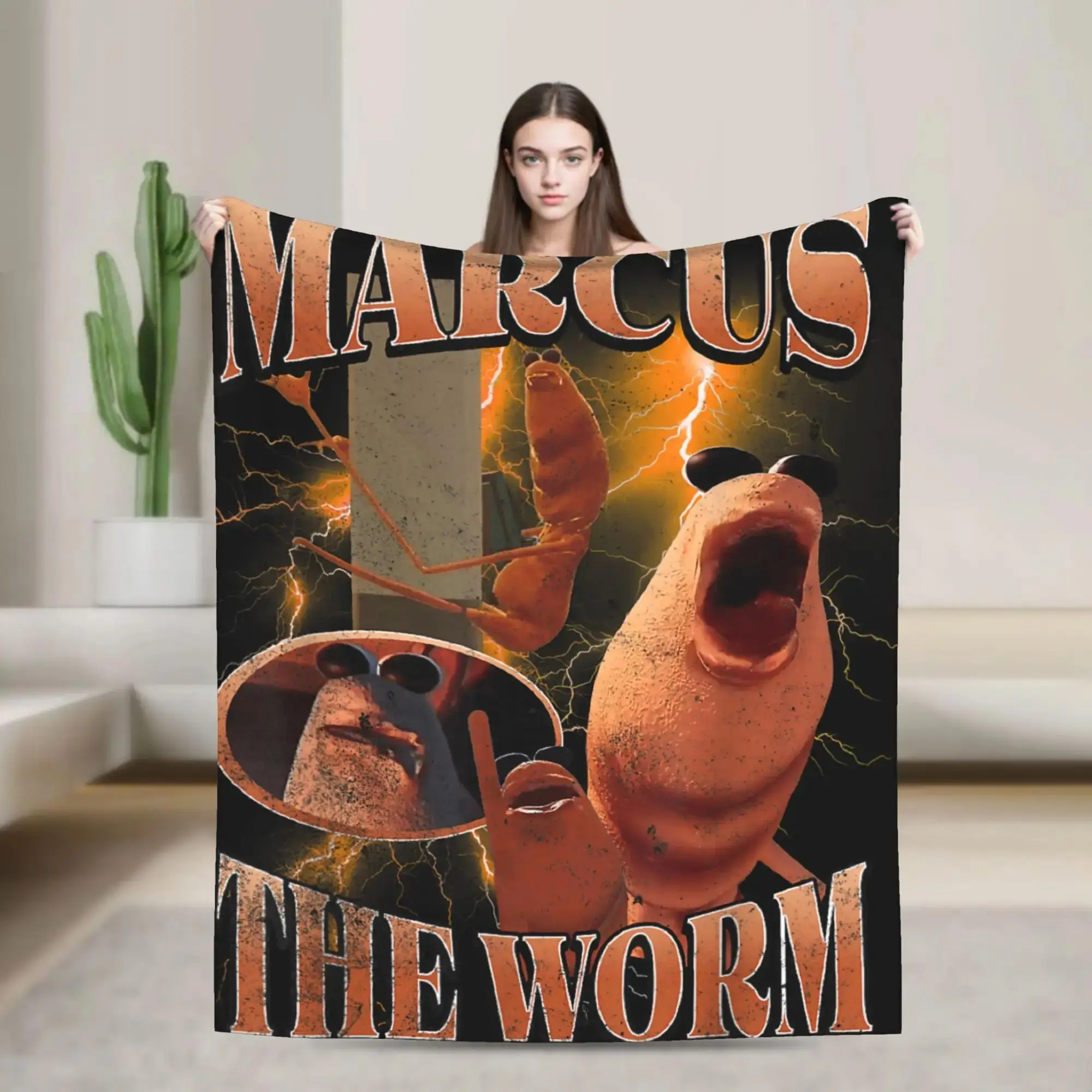 

Soft Marcus The Worm Decorative Blanket Flannel Bedspread for Bedroom Sofa Cover Novelty Throw