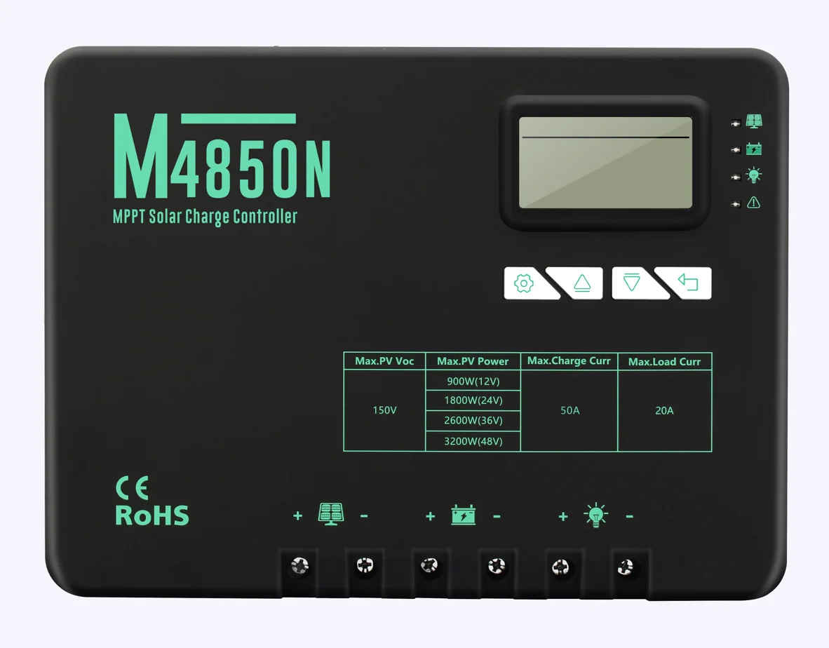 Battery 12/24/36/48V  50A  MPPT Solar Charge Controller PCBA glued with polyurethane & silicon mixture with bluetooth