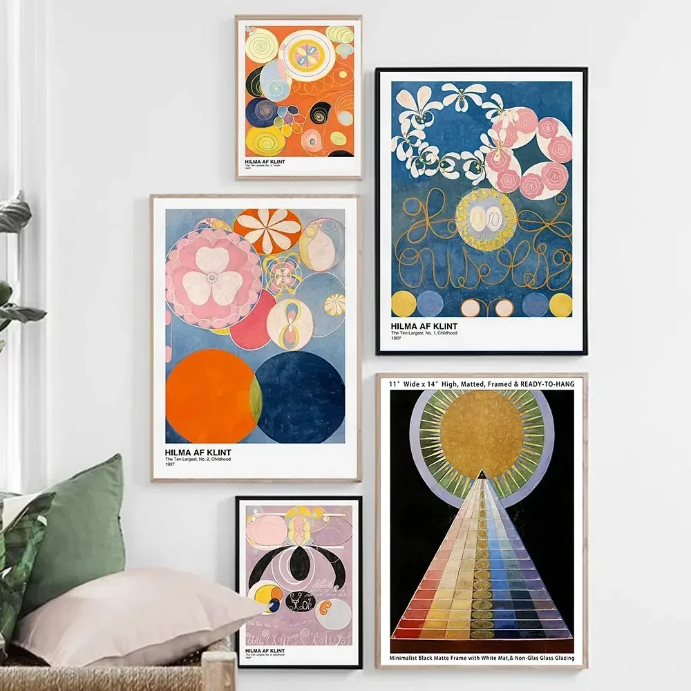 Hilma af Klint Poster Canvas Print Paintings for the Temple Museum Exhibition Poster Spiritual Pattern Art Painting Wall Decor