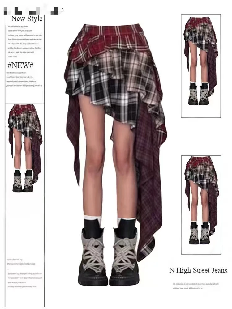 

Y2K Color Blo Asymmetrical Pleated Skirt Women's Summer Unique Design A-Line id f-length Skirt INS Polyester High...