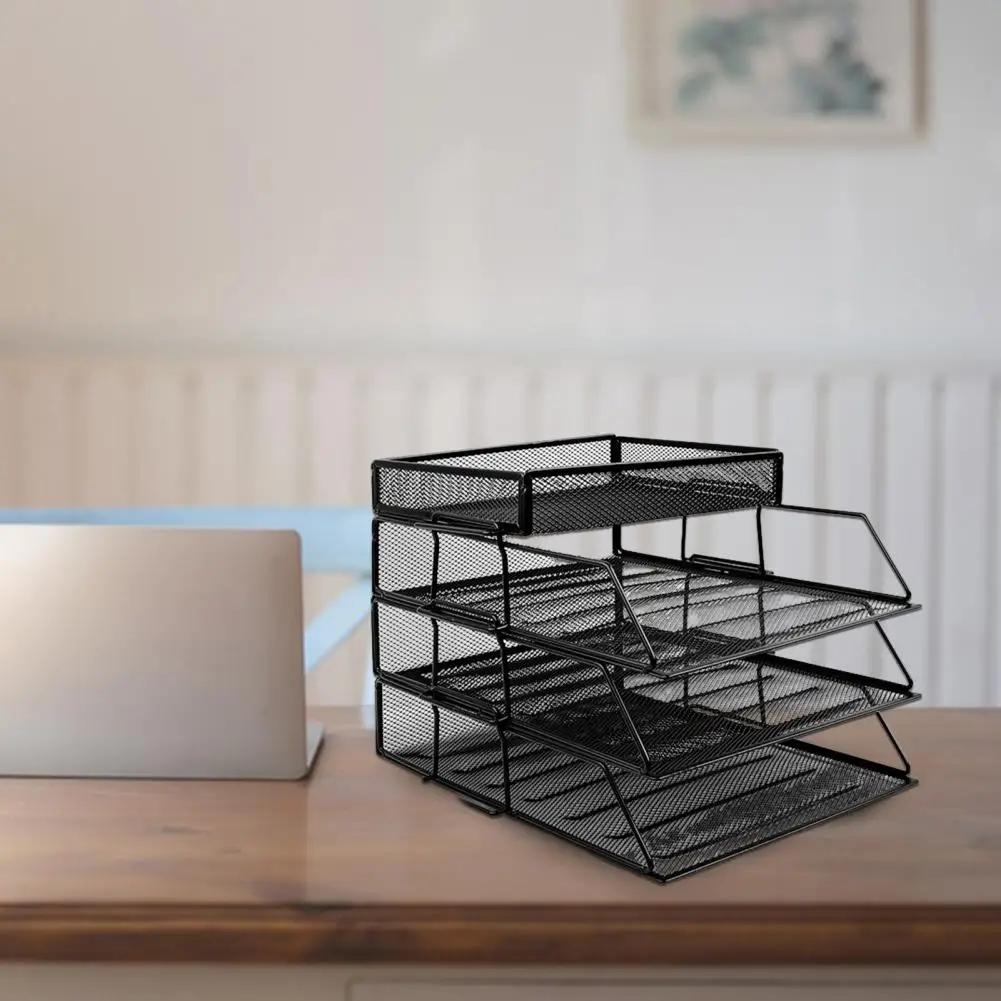 Destacável Mesh Desk Organizer com camadas removíveis, Mesh File Rack, Office Workspace Organization, Notebook e Carta