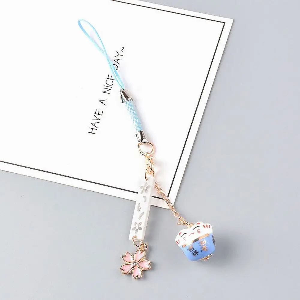 اكسسوارات كيرينغ لتقوم بها بنفسك سحر الهاتف سحر محظوظ القط المفاتيح أحزمة هاتف المحمول Maneki Neko الحلي الهاتف المحمول الحبل