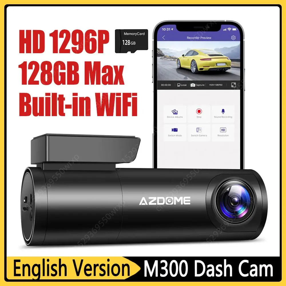 HD 1296P M300 Vehicle Driving Recorder Voice Control WiFi Smart Connect Car Recorder 150 Wide Angle Loop Recording Dash Camera