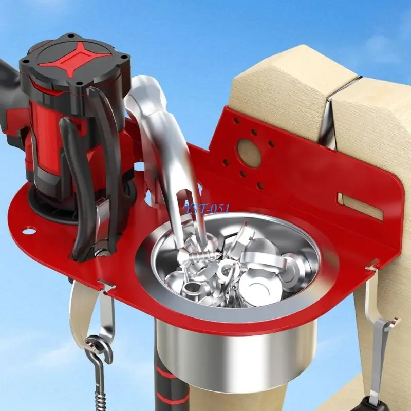 E15A Heavy Duty Aluminum Tool Rack For Ladder Organizes Drill Hammers Nails Efficiently