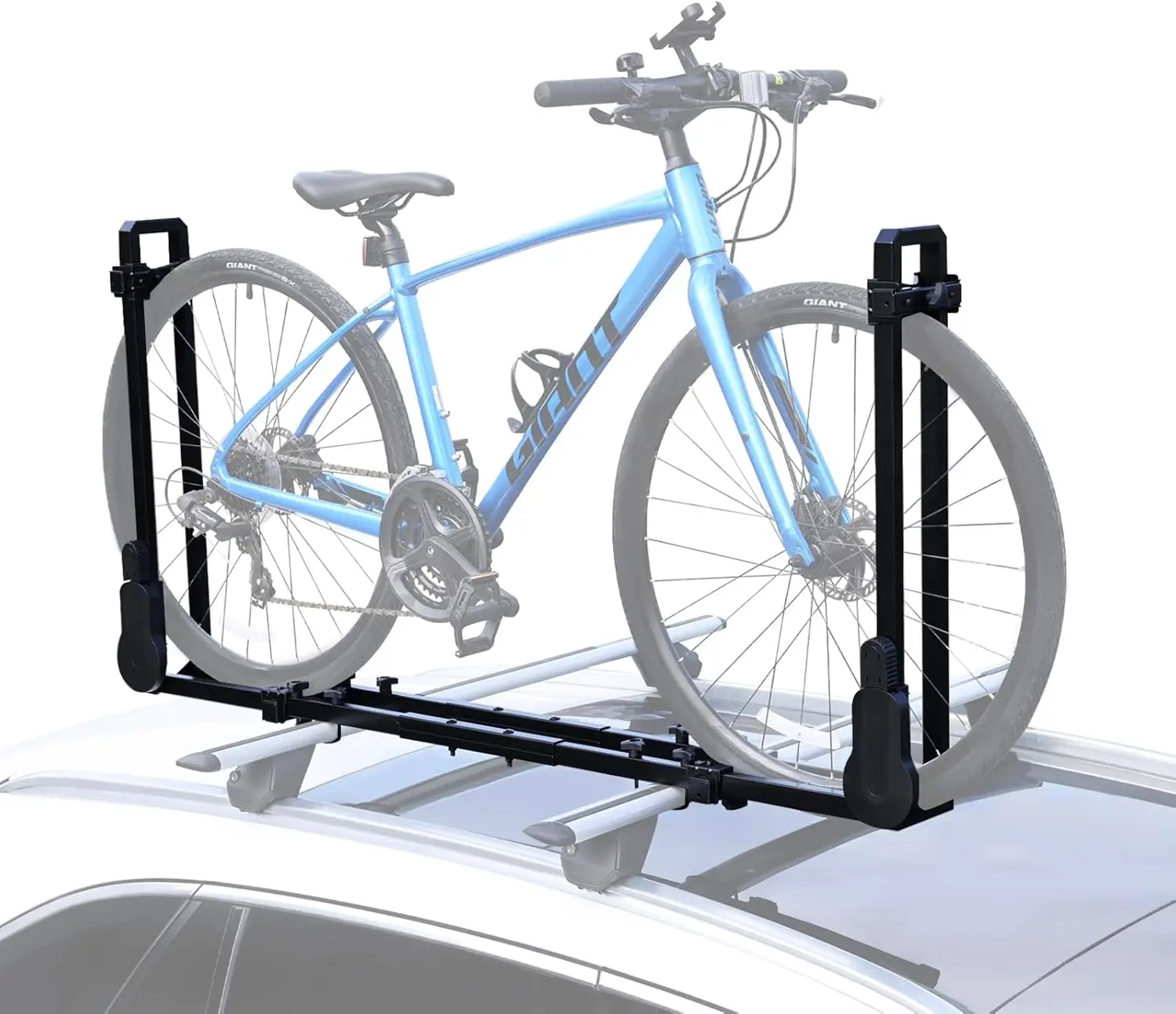 Bike Rack Upright Car with Two Arms Rooftop Rack 1 Carrier Roof Bicycle Roof Rack Mount for Car SUV Black