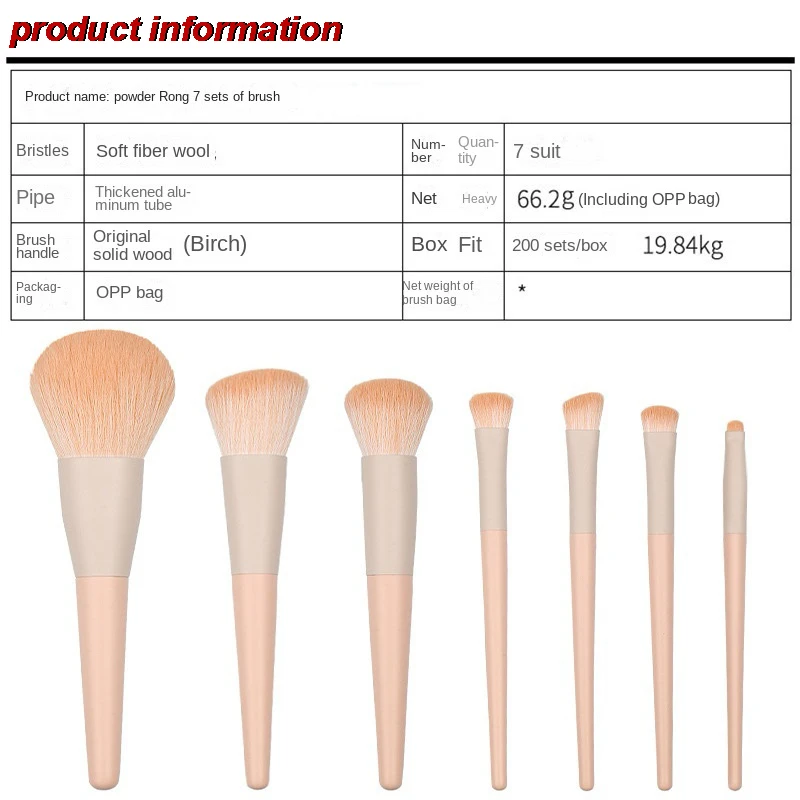 Portable 7Pcs Makeup Brush Set Soft Makeup Concealer Brush Blush Loose Powder Brush Eye Shadow Foundation Brush Beauty Tools