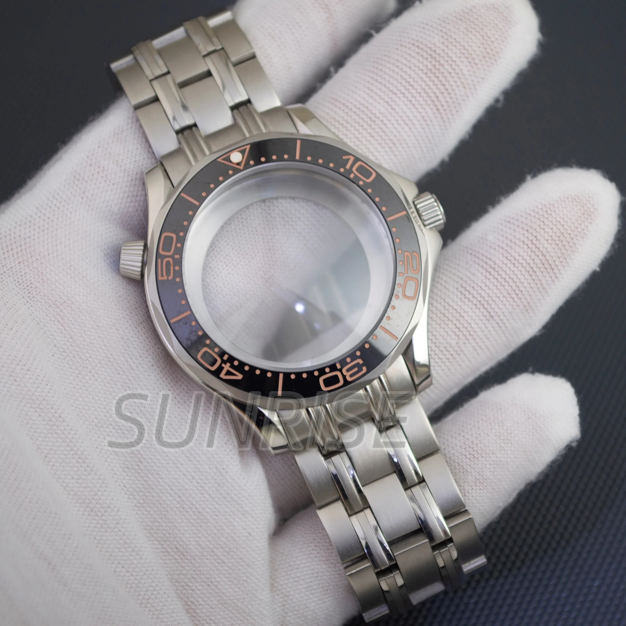 

41mm NH35 Case Watch Ceramic Bezel Strap Bracelet Waterproof for Seamaster 300 600 Modified Parts NH35 NH36 movement 31mm dial