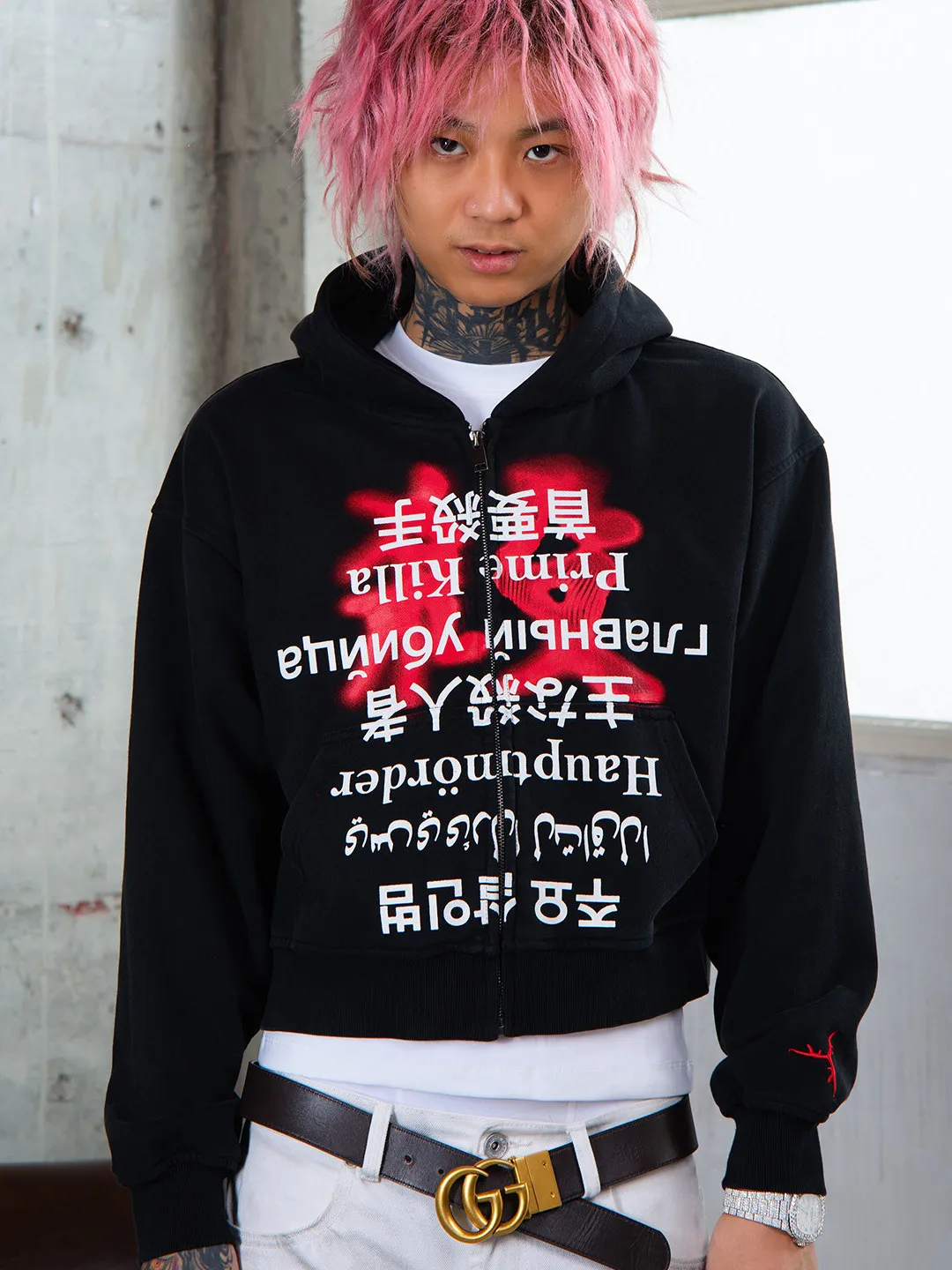 

TGLUB Kill Series: Американский хип-хоп кардиган-худи свободного кроя на молнии, повседневный, с длинными рукавами, из смесового полиэстера