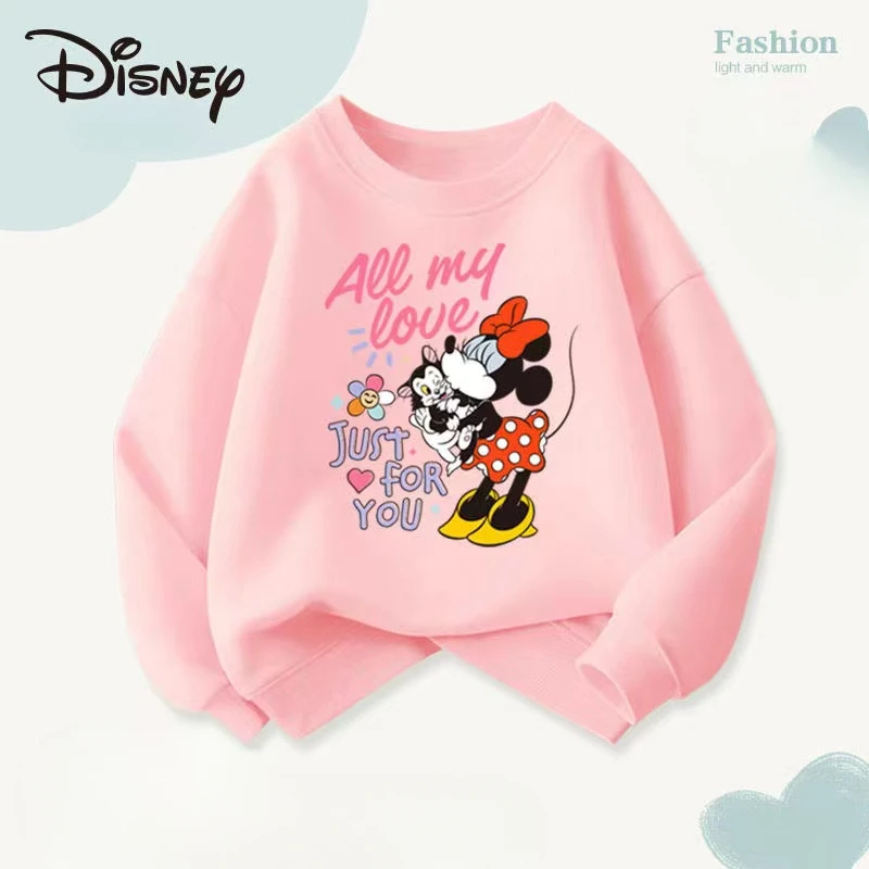 Autumn Children Boy Clothes Disney Minnie Printing Sweatshirts Pullover Fashion Kid Girls Long Sleeves T-shirts Children\'s Tops